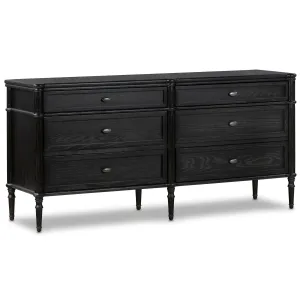 Toulouse 6 Drawer Dresser, Distressed Black
