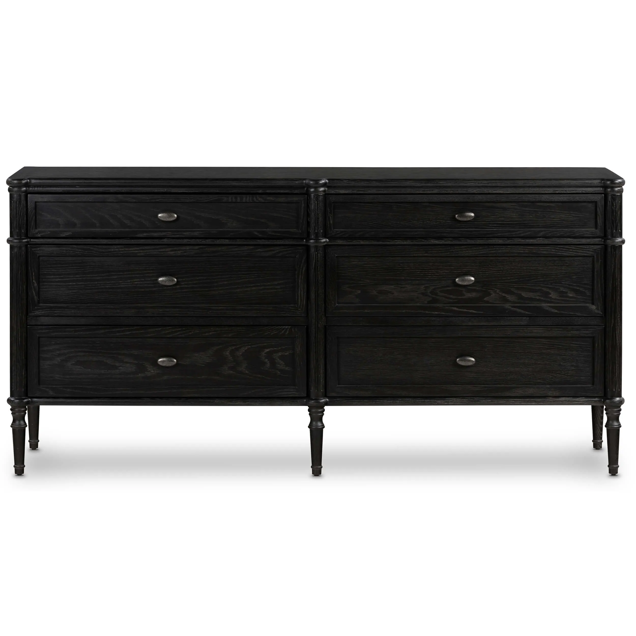 Toulouse 6 Drawer Dresser, Distressed Black