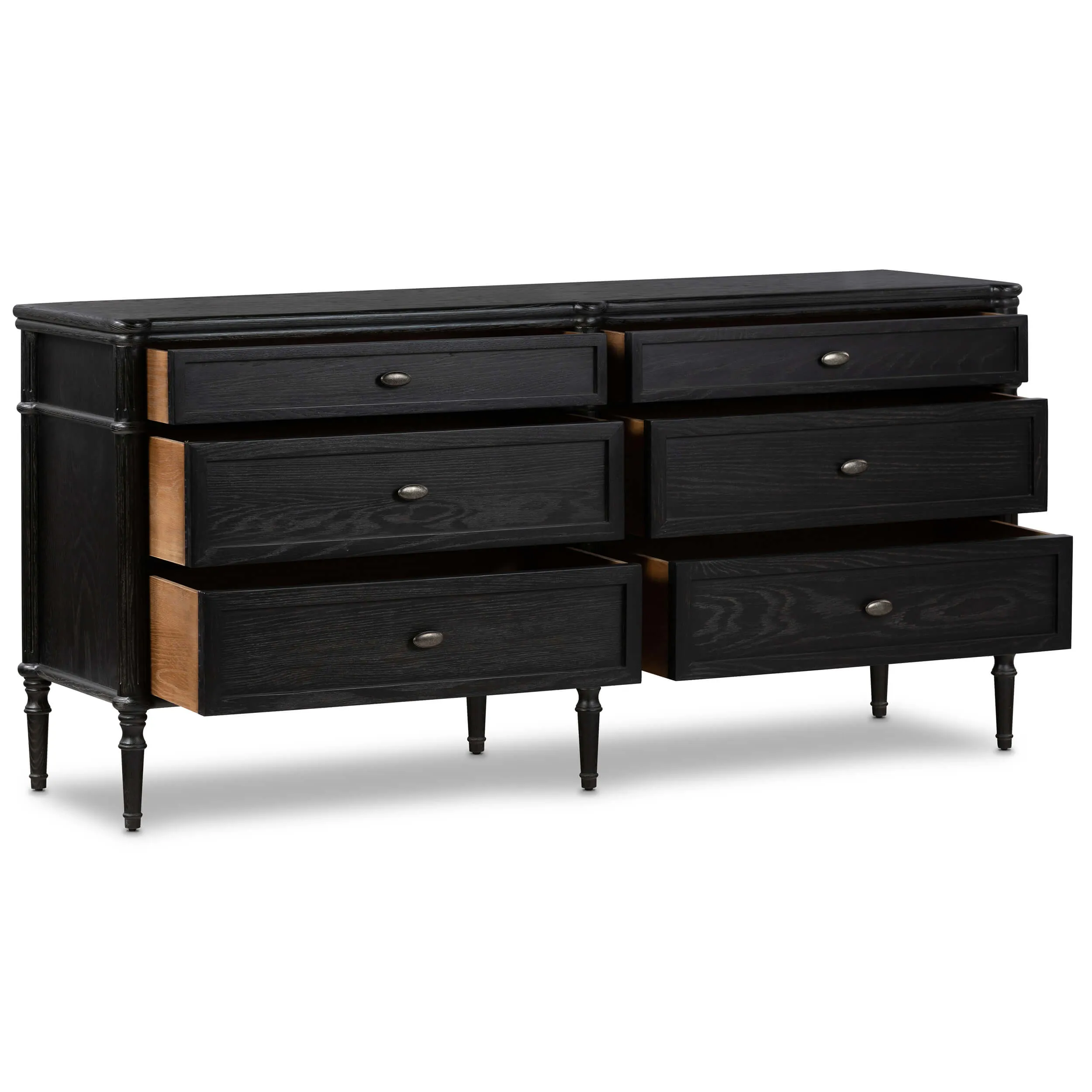 Toulouse 6 Drawer Dresser, Distressed Black