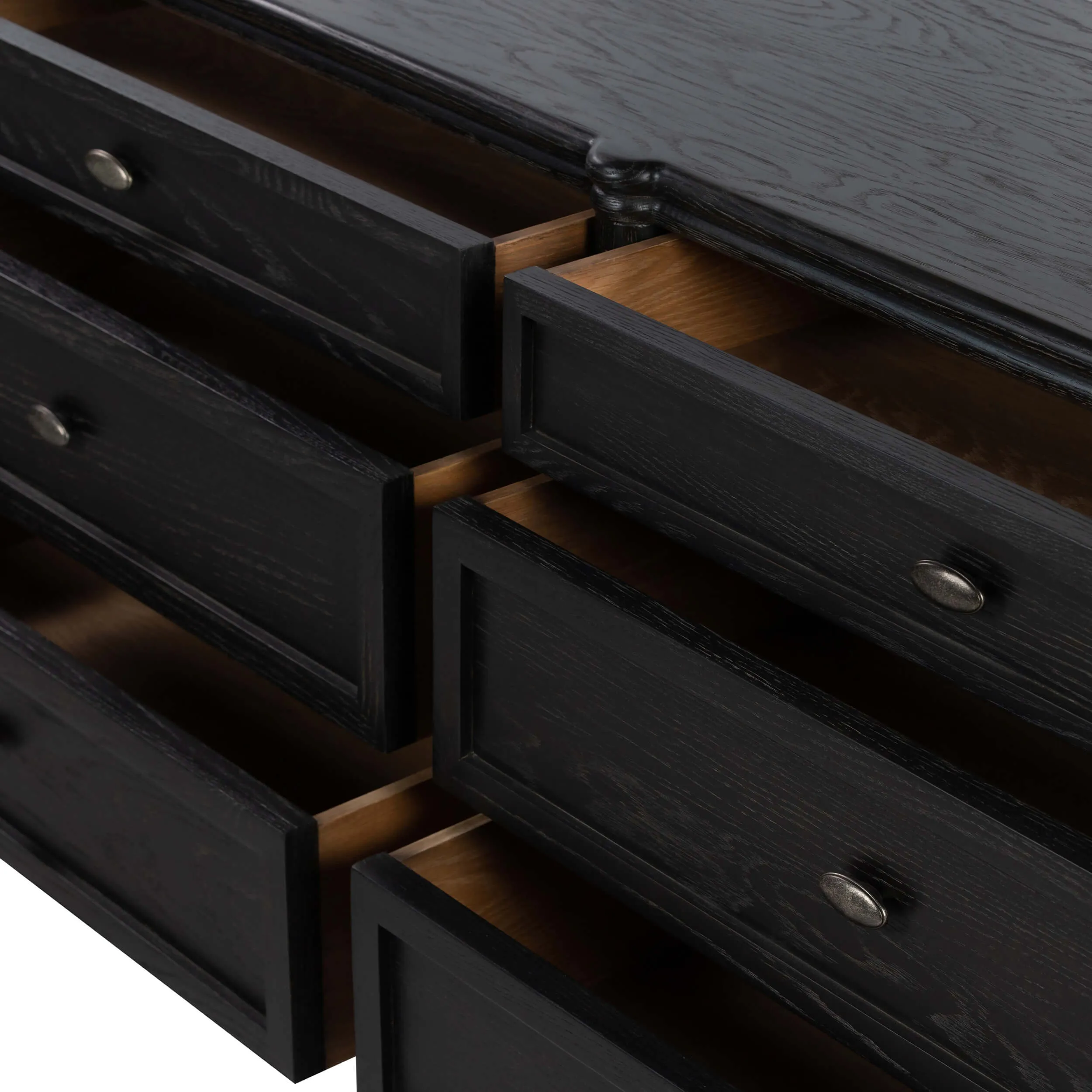 Toulouse 6 Drawer Dresser, Distressed Black