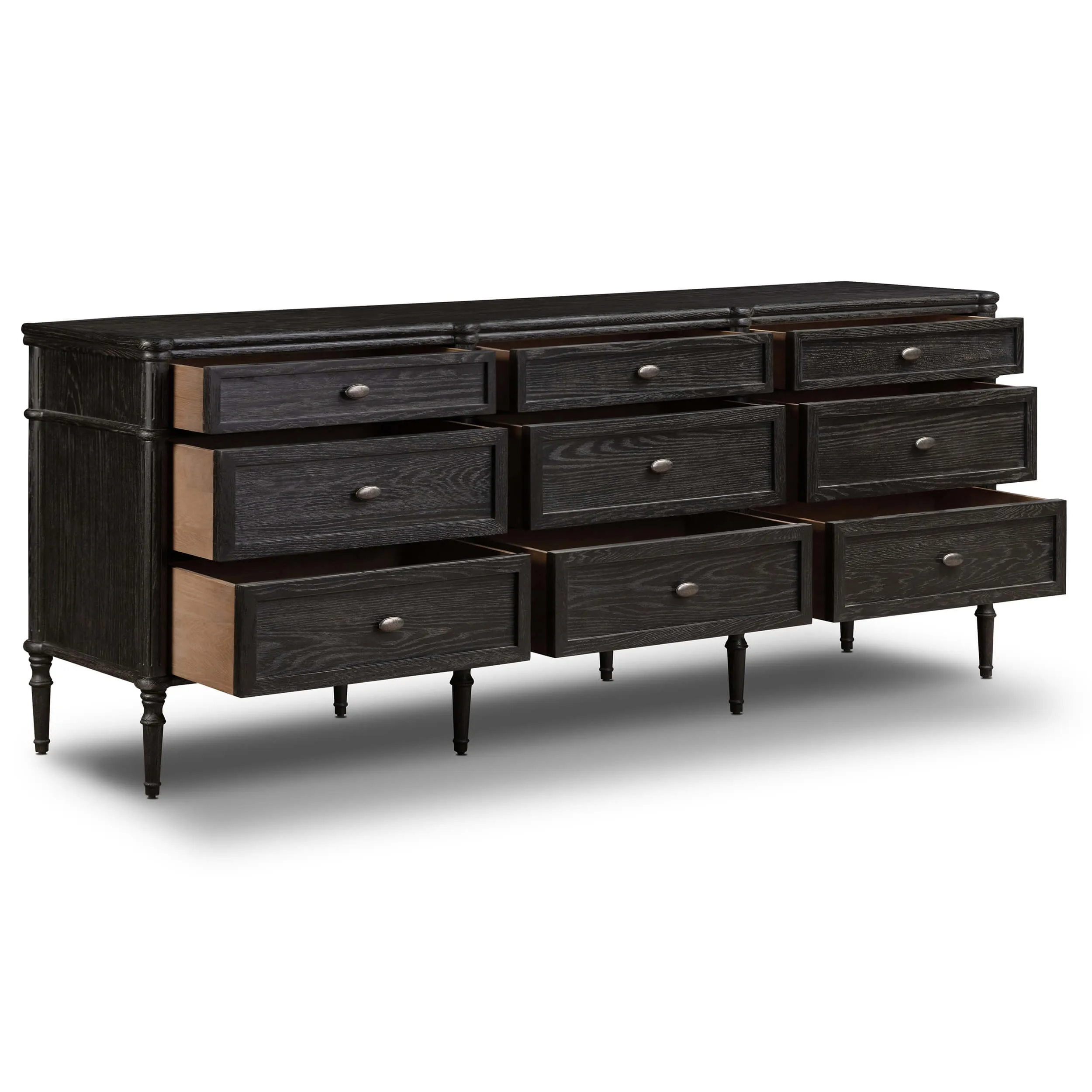 Toulouse 9 Drawer Dresser, Distressed Black
