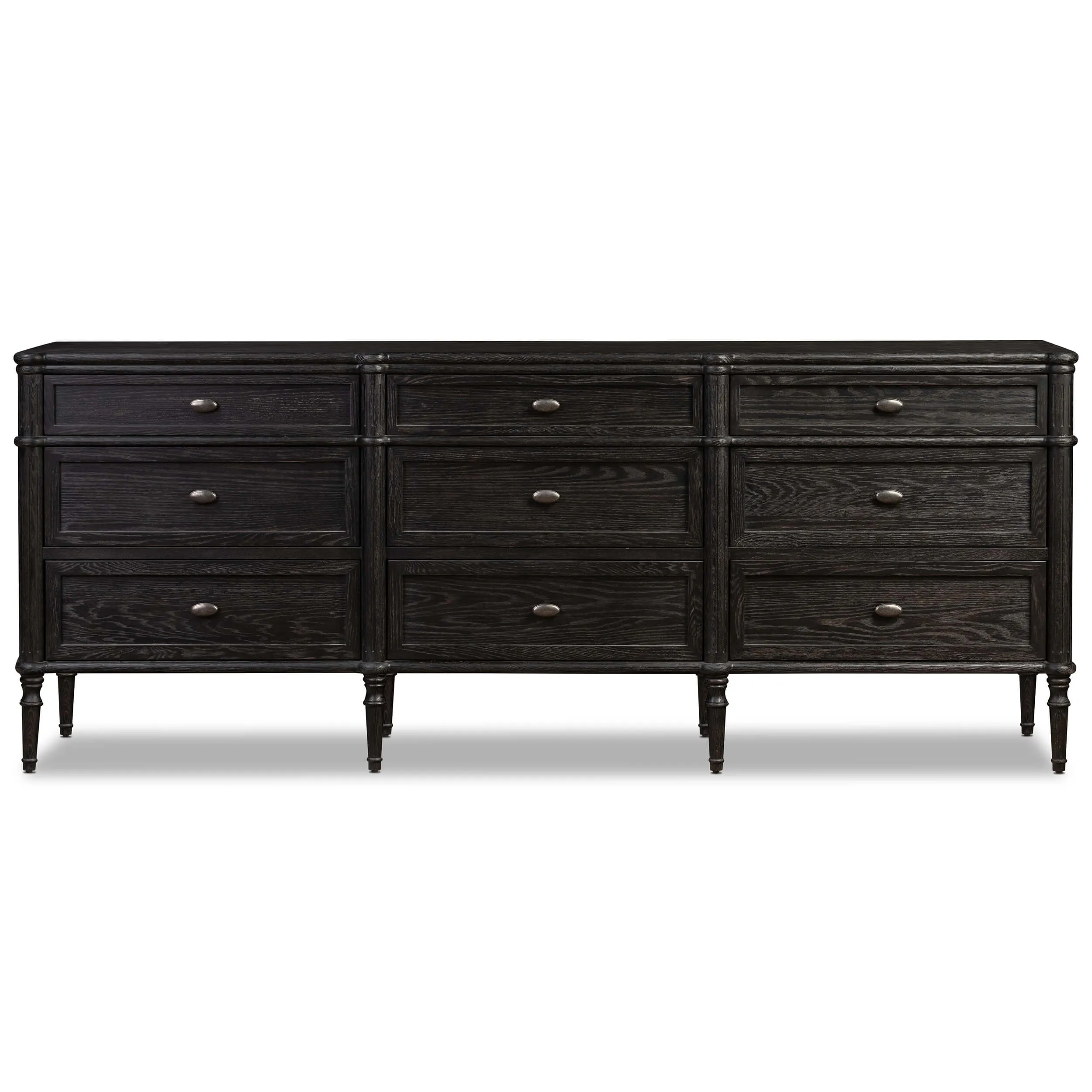 Toulouse 9 Drawer Dresser, Distressed Black