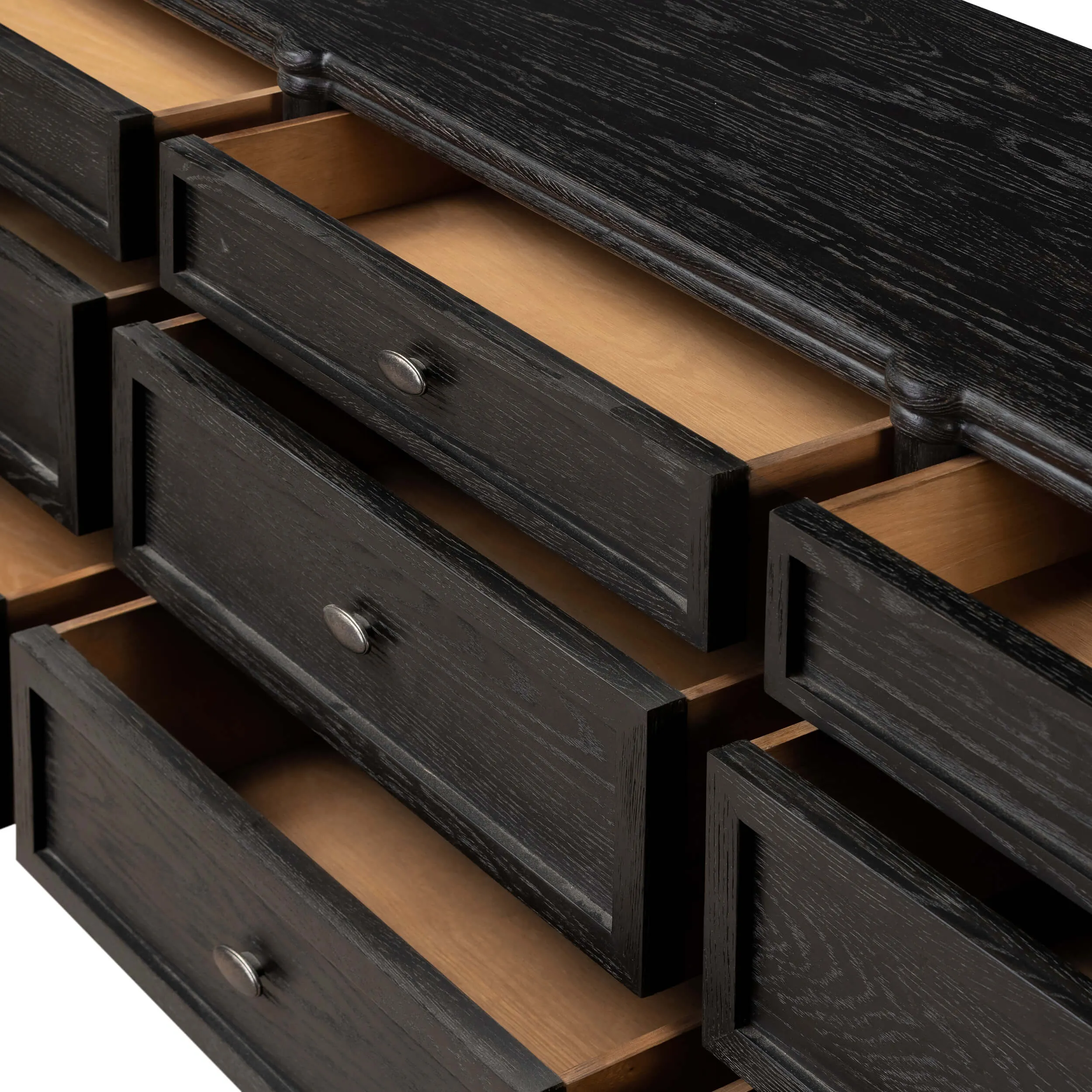 Toulouse 9 Drawer Dresser, Distressed Black