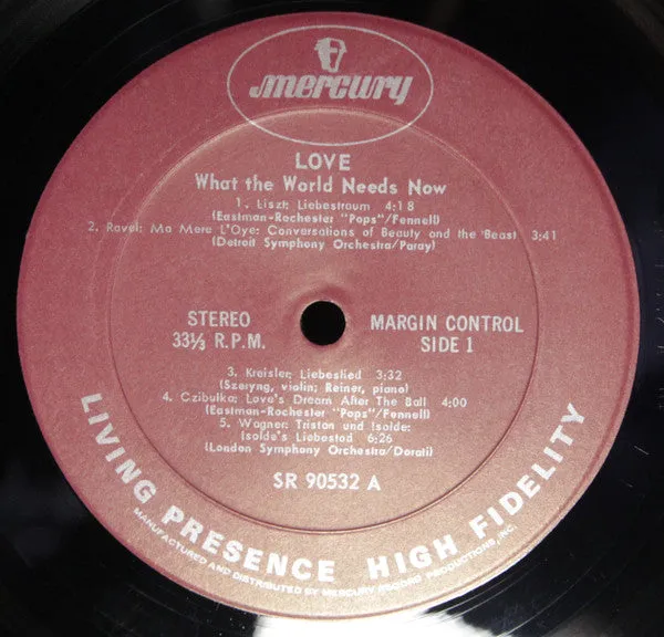 Various - Love - What The World Needs Now... (LP, Album, Comp) (VG )