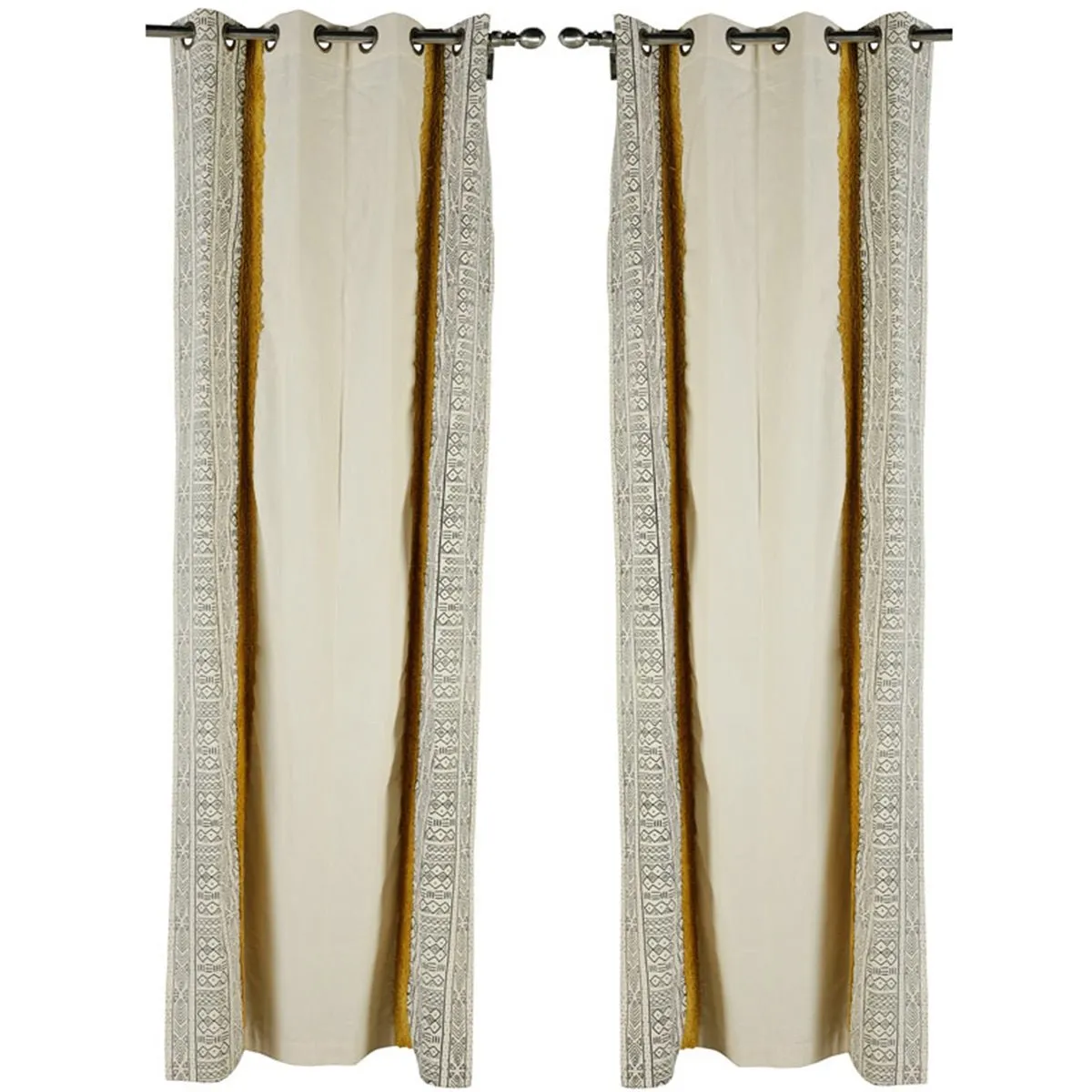 Vivacious Lines Tufted Cotton Curtain