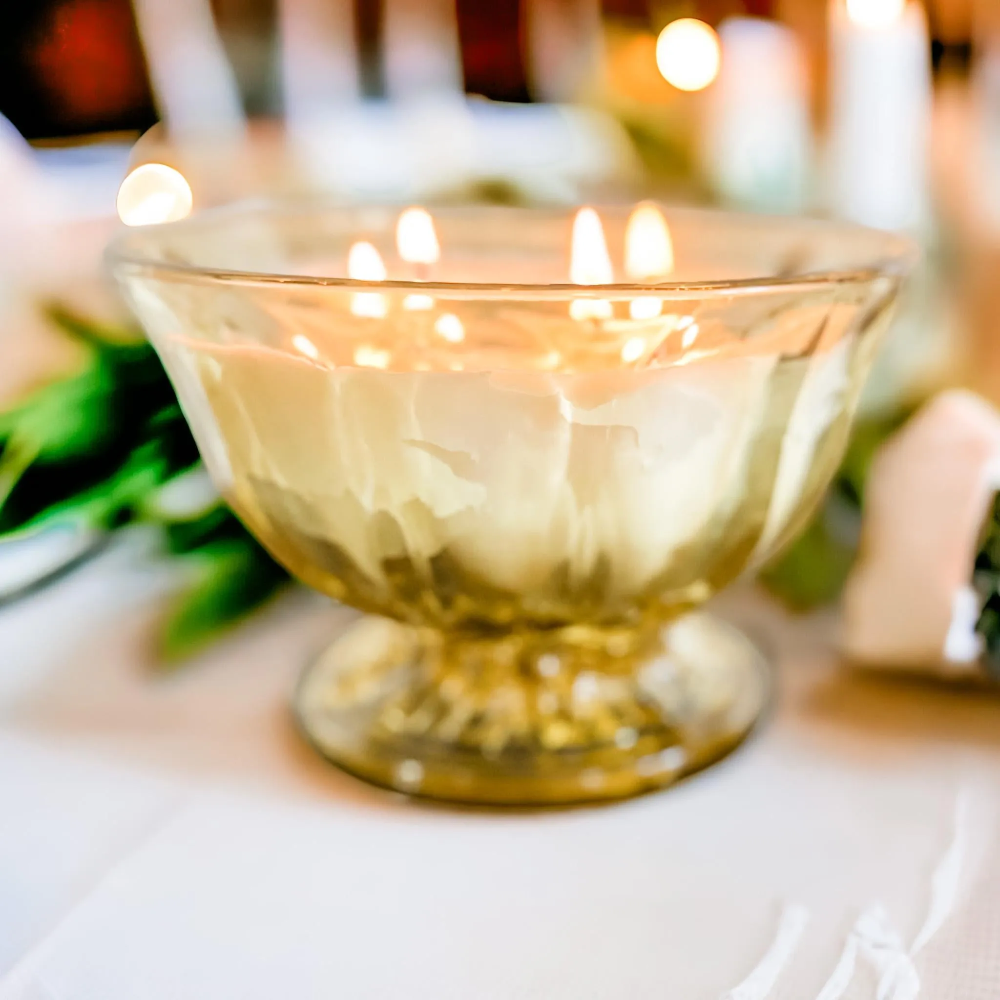 Wild Pear and Honey Soy Candle in Vintage Yellow Candy Dish