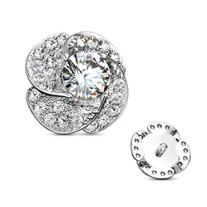 WildKlass CZ Paved and Round CZ Center Rose Blossom Internally Threaded Dermal Top