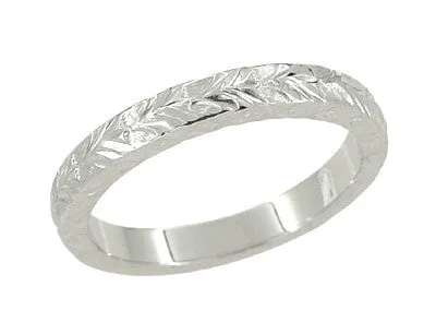 X and O Kisses Wheat Wedding Band in 14 Karat White Gold